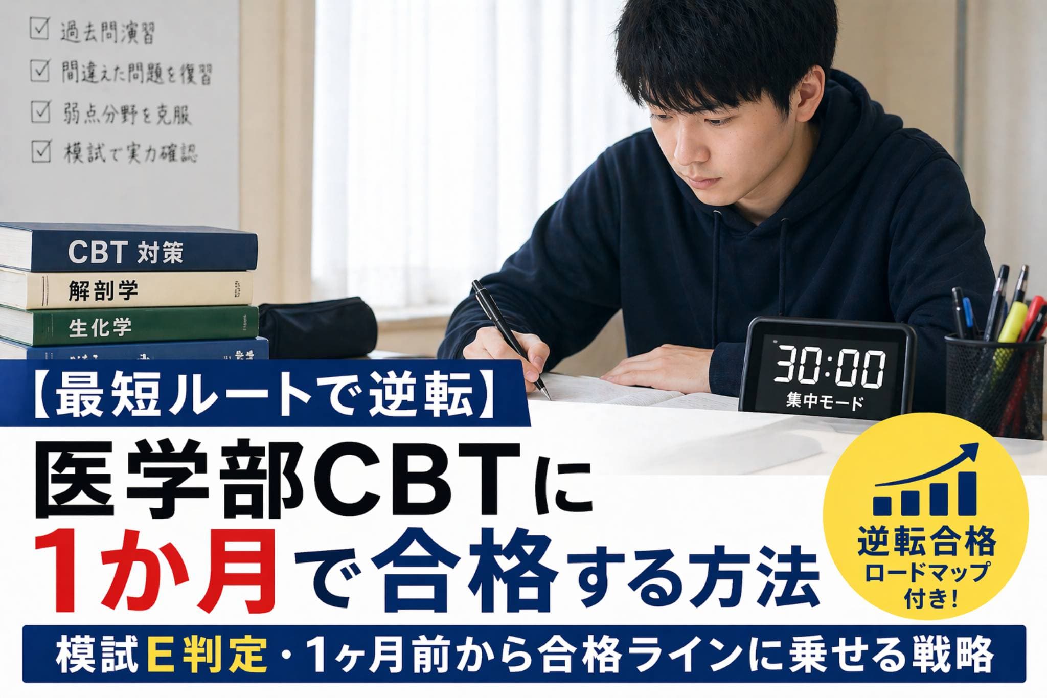 【最短ルートで逆転】医学部CBTに1か月で合格する方法|模試E判定・1ヶ月前から合格ラインに乗せる戦略