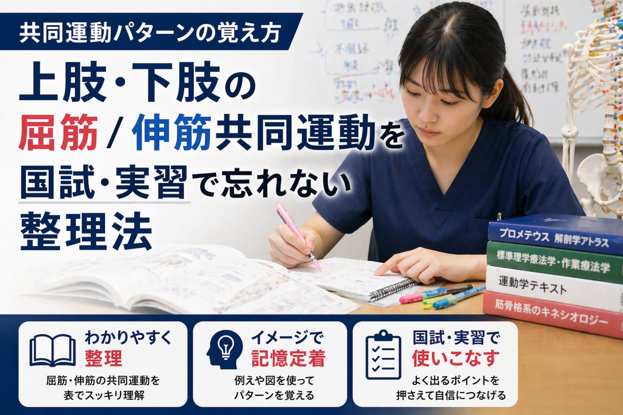 【5分で克服】共同運動パターンの覚え方|白紙再現できる暗記表と実習で使える観察のコツ