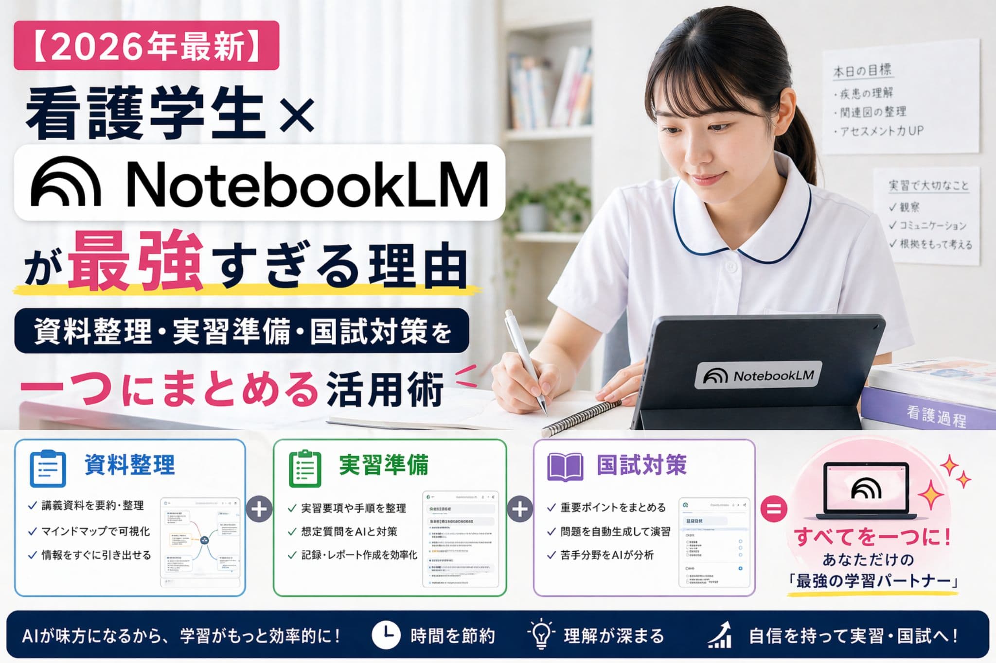 【2026年最新】看護学生×NotebookLMが最強すぎる理由|資料整理・実習準備・国試対策を一つにまとめる活用術