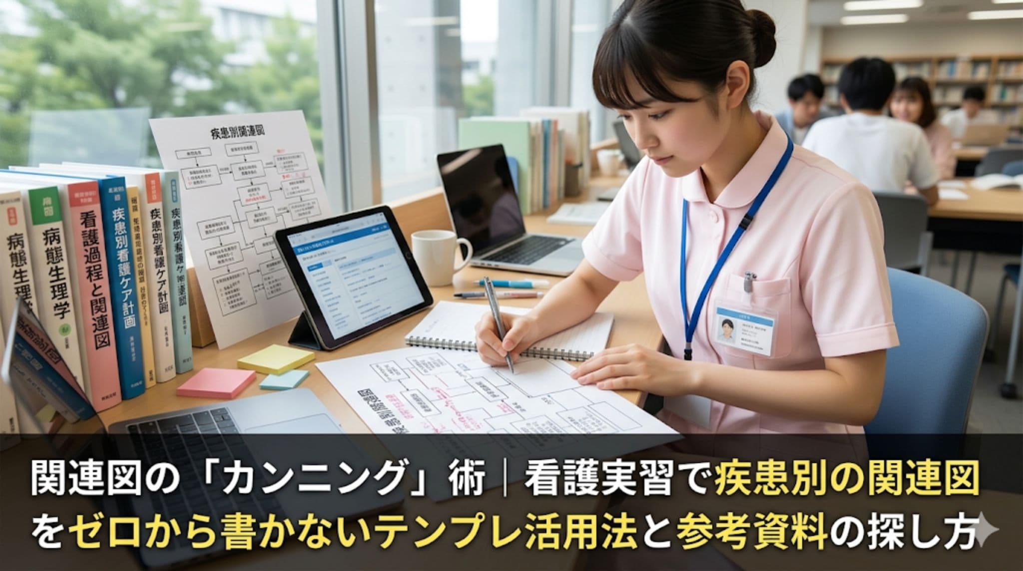 関連図の「カンニング」術|看護実習で疾患別の関連図をゼロから書かないテンプレ活用法と参考資料の探し方