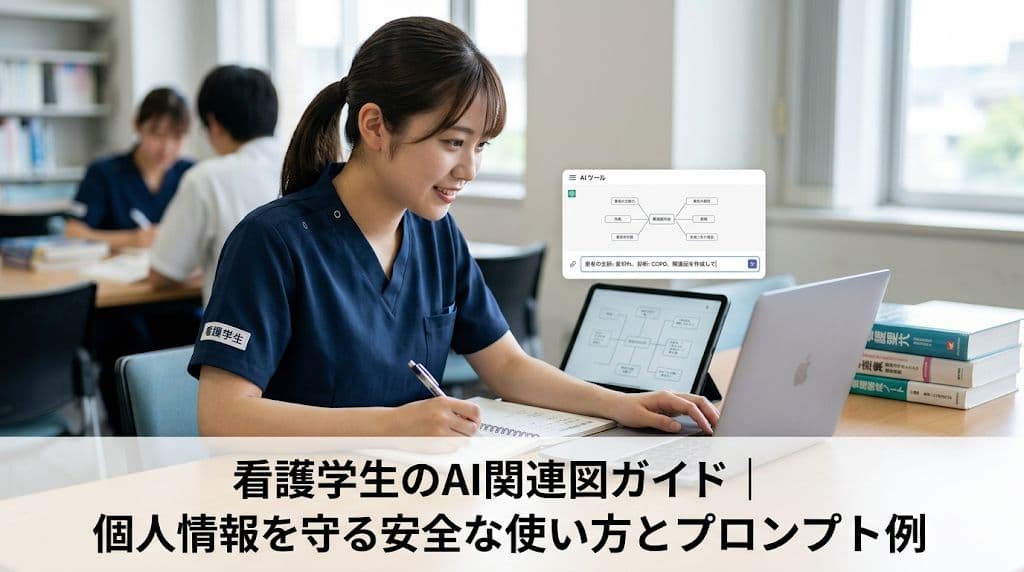 看護学生のAI関連図ガイド|個人情報を守る安全な使い方とプロンプト例