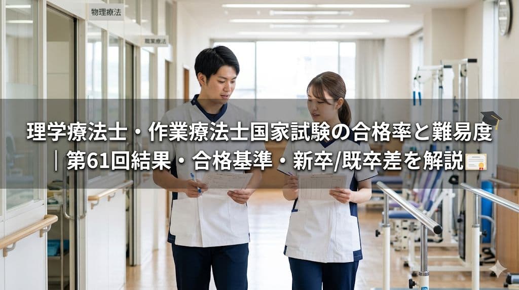 理学療法士・作業療法士国家試験の合格率と難易度|第61回結果・合格基準・新卒/既卒差を解説