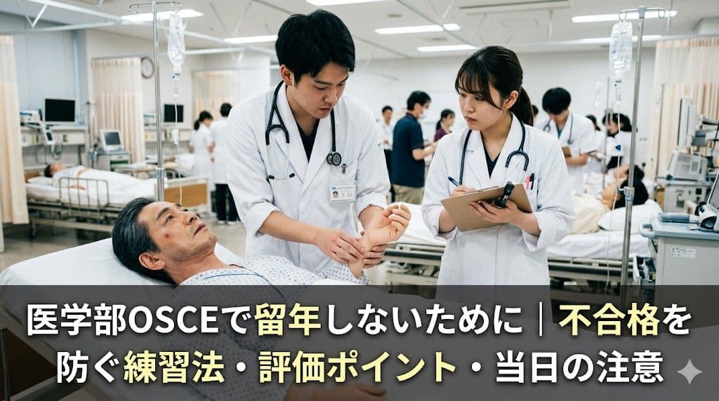 医学部OSCEで留年しないために|不合格を防ぐ練習法・評価ポイント・当日の注意