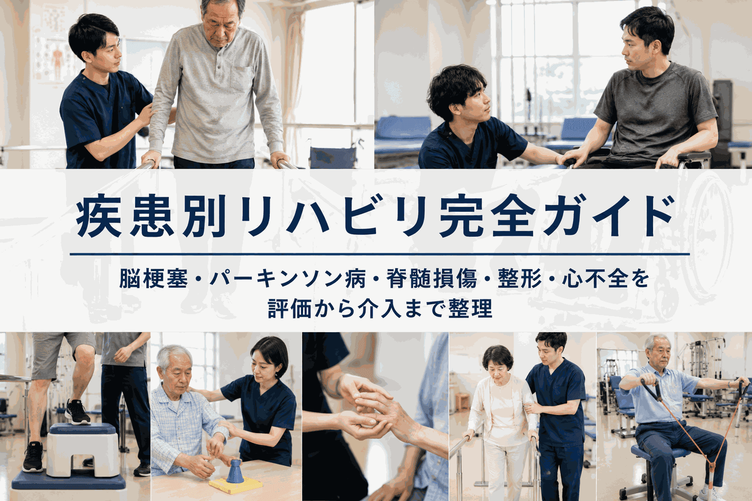 疾患別リハビリ完全ガイド|脳梗塞・パーキンソン病・脊髄損傷・整形・心不全を評価から介入まで整理