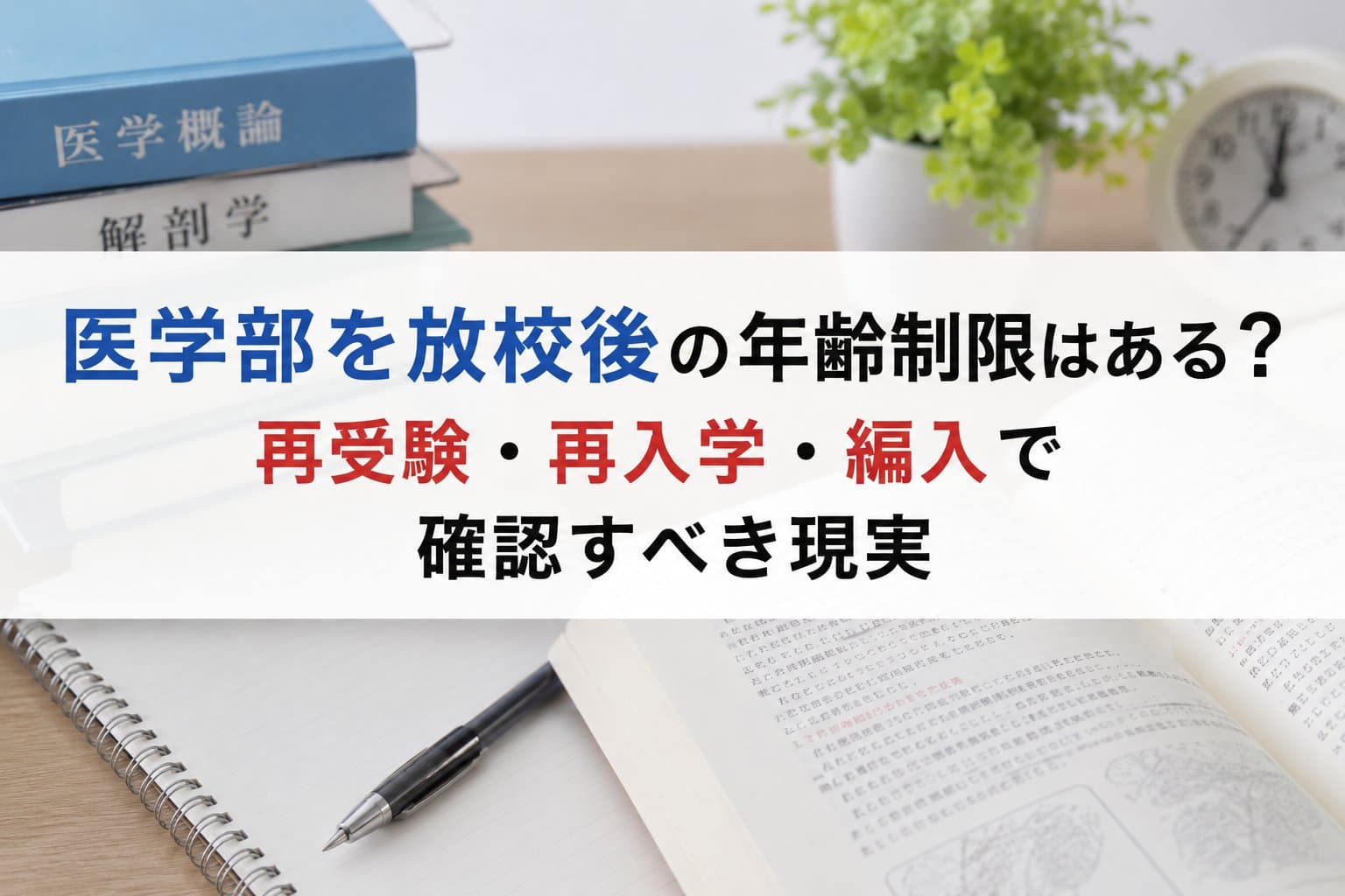 医学部を放校後の年齢制限はある?再受験・再入学・編入で確認すべき現実